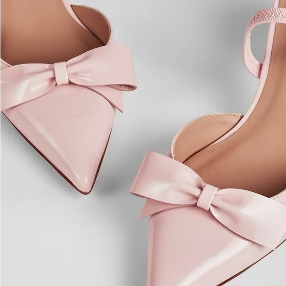 LK Bennett Cadence Pink Patent Bow-Front Slingbacks